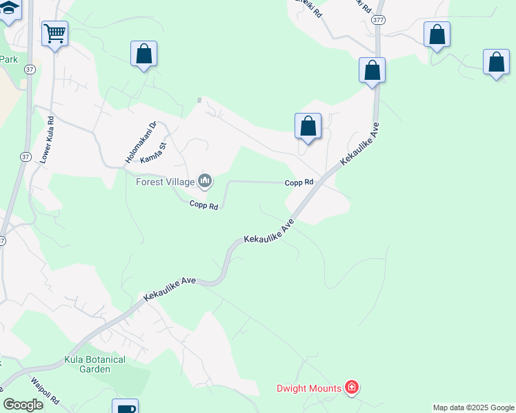 map of restaurants, bars, coffee shops, grocery stores, and more near 1577 Kekaulike Avenue in Kula