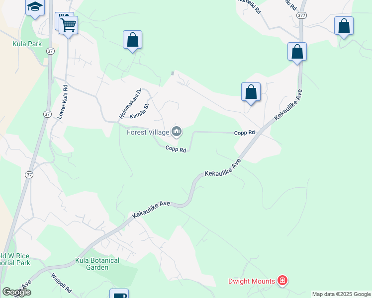 map of restaurants, bars, coffee shops, grocery stores, and more near 909 Copp Road in Kula