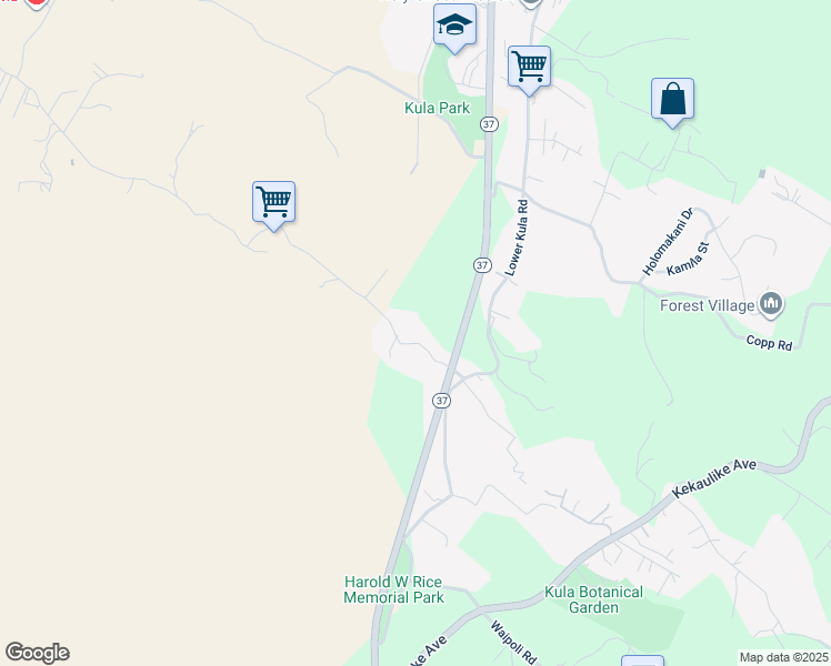 map of restaurants, bars, coffee shops, grocery stores, and more near 156 Naalae Road in Kula