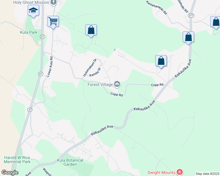 map of restaurants, bars, coffee shops, grocery stores, and more near 166 Holomakani Place in Kula
