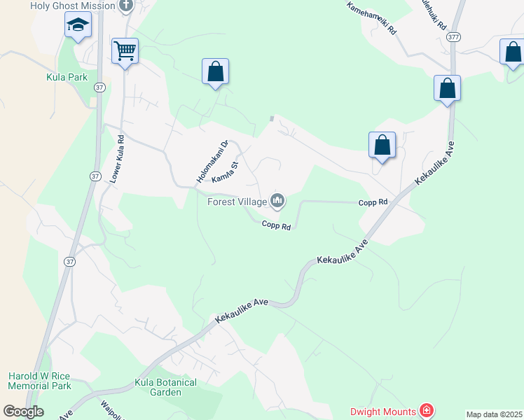 map of restaurants, bars, coffee shops, grocery stores, and more near 166 Holomakani Place in Kula