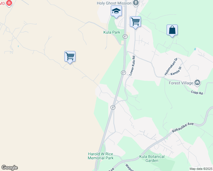 map of restaurants, bars, coffee shops, grocery stores, and more near 170 Naalae Road in Kula