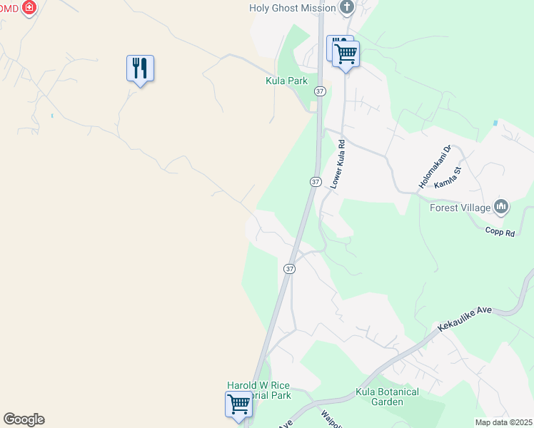 map of restaurants, bars, coffee shops, grocery stores, and more near 170 Naalae Road in Kula