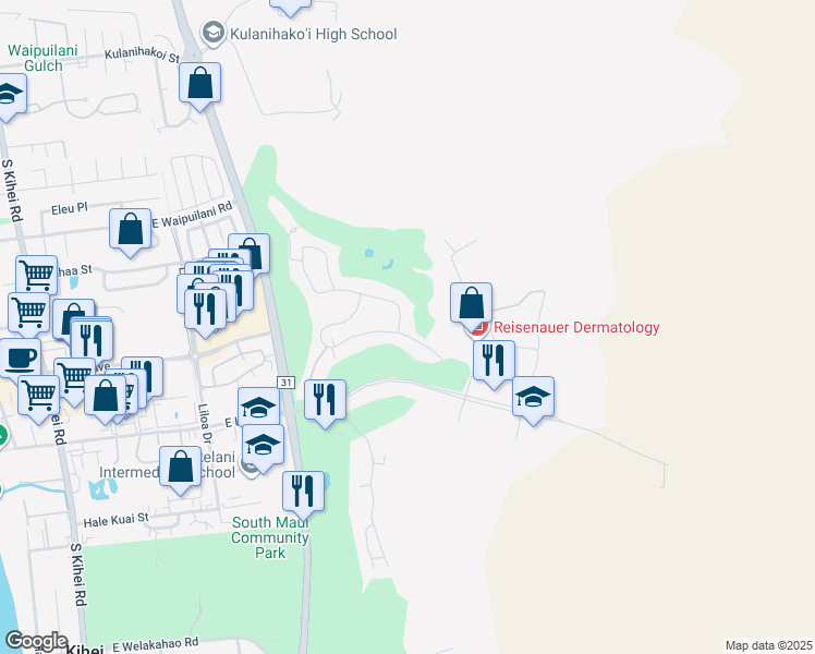 map of restaurants, bars, coffee shops, grocery stores, and more near 962 Hihimanu Street in Kihei