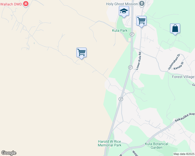 map of restaurants, bars, coffee shops, grocery stores, and more near 303 Naalae Road in Kula