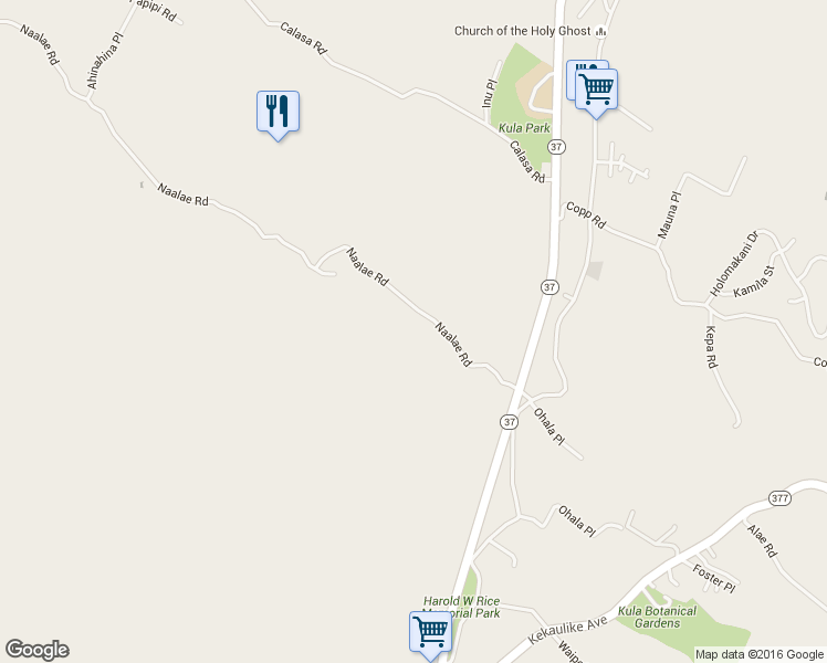 map of restaurants, bars, coffee shops, grocery stores, and more near 303 Naalae Road in Kula