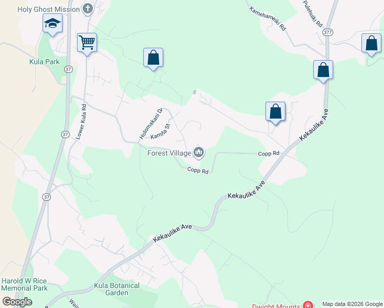 map of restaurants, bars, coffee shops, grocery stores, and more near 171 Holomakani Place in Kula
