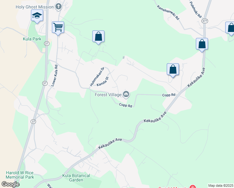 map of restaurants, bars, coffee shops, grocery stores, and more near 146 Holomakani Place in Kula