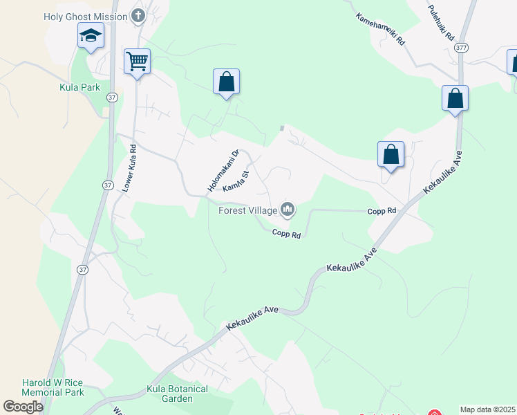 map of restaurants, bars, coffee shops, grocery stores, and more near 146 Holomakani Place in Kula