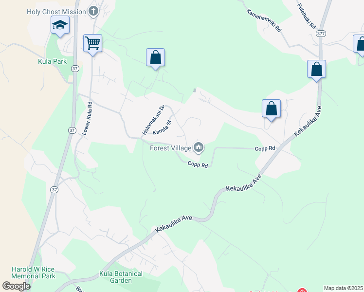 map of restaurants, bars, coffee shops, grocery stores, and more near 146 Holomakani Place in Kula