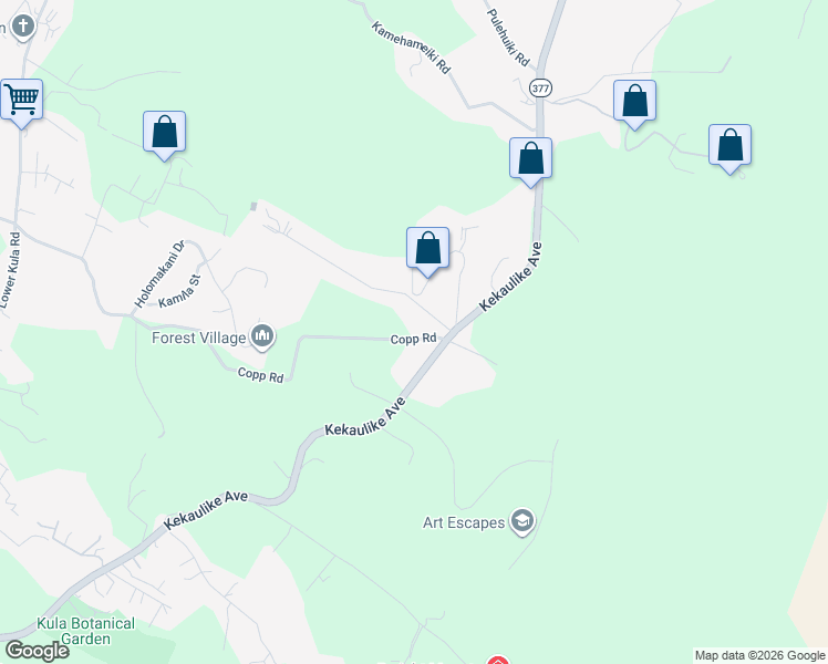 map of restaurants, bars, coffee shops, grocery stores, and more near 1375 Copp Road in Kula