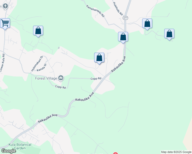 map of restaurants, bars, coffee shops, grocery stores, and more near 1375 Copp Road in Kula