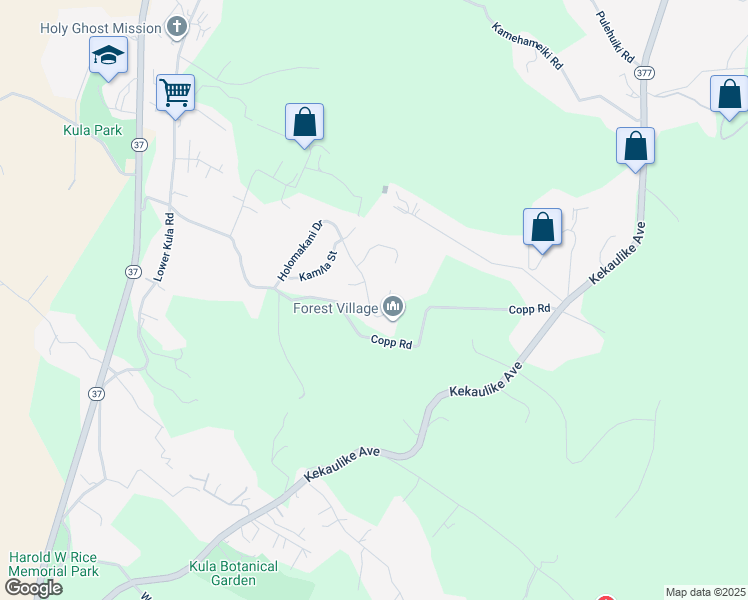map of restaurants, bars, coffee shops, grocery stores, and more near 151 Holomakani Place in Kula