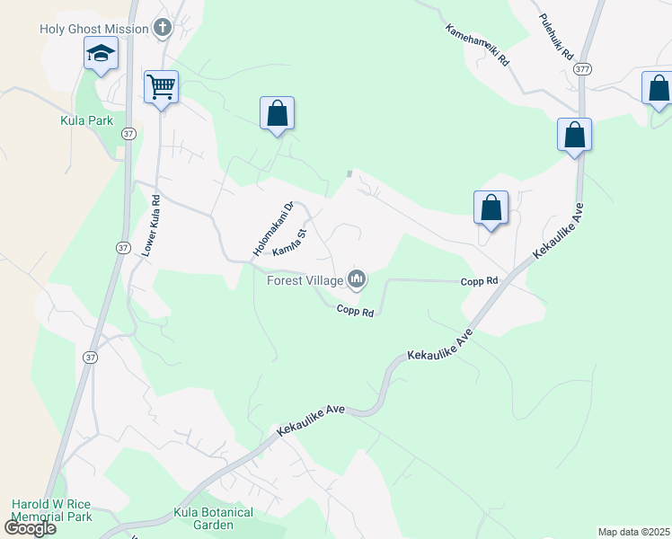 map of restaurants, bars, coffee shops, grocery stores, and more near 151 Holomakani Place in Kula