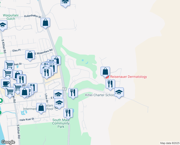map of restaurants, bars, coffee shops, grocery stores, and more near 270 Umeke Street in Kihei