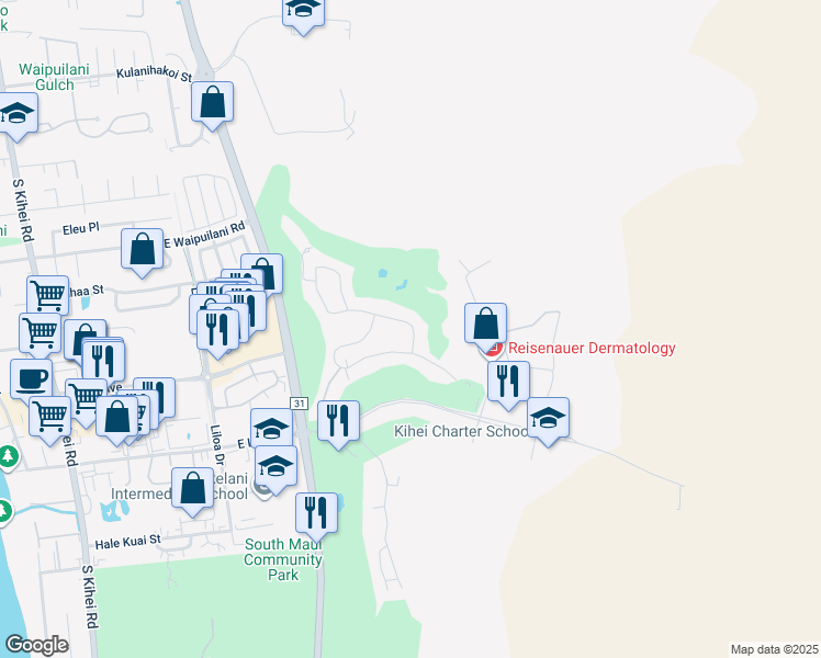 map of restaurants, bars, coffee shops, grocery stores, and more near 357 Umeke Street in Kihei