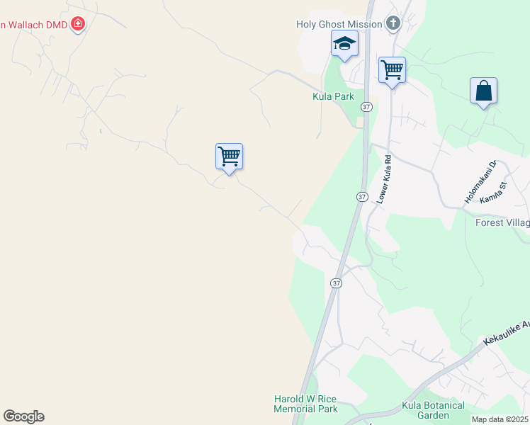 map of restaurants, bars, coffee shops, grocery stores, and more near 373 Naalae Road in Kula