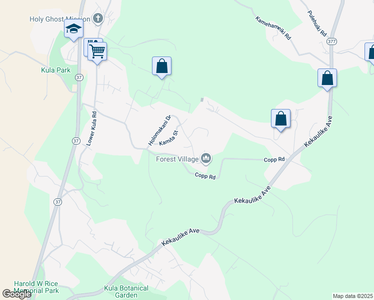 map of restaurants, bars, coffee shops, grocery stores, and more near 23 Kaweo Place in Kula