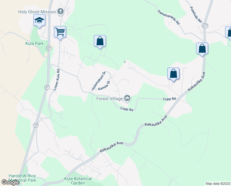 map of restaurants, bars, coffee shops, grocery stores, and more near 23 Kaweo Place in Kula