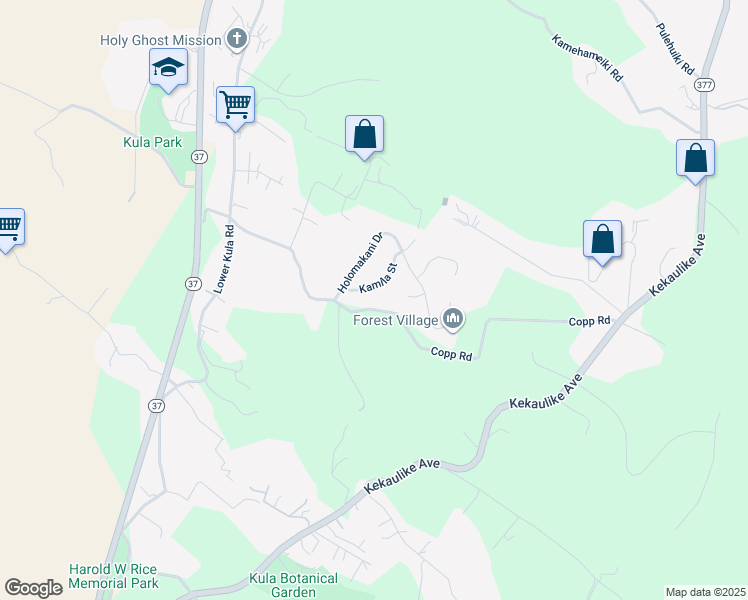 map of restaurants, bars, coffee shops, grocery stores, and more near 30 Kamila Street in Kula