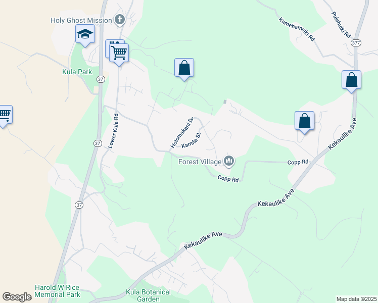 map of restaurants, bars, coffee shops, grocery stores, and more near 30 Kamila Street in Kula