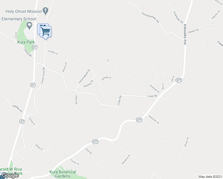 map of restaurants, bars, coffee shops, grocery stores, and more near 208 Holomakani Place in Kula