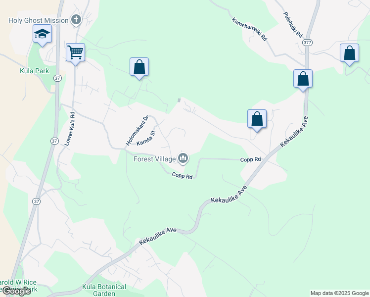 map of restaurants, bars, coffee shops, grocery stores, and more near 208 Holomakani Place in Kula