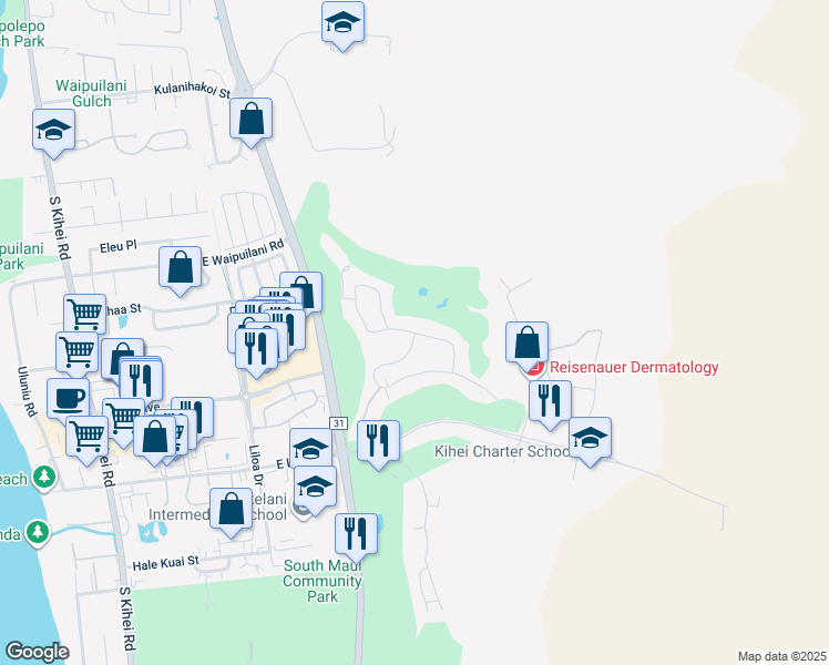 map of restaurants, bars, coffee shops, grocery stores, and more near 1065 Umeke Street in Kihei