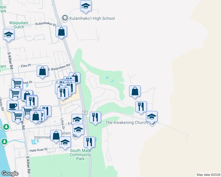 map of restaurants, bars, coffee shops, grocery stores, and more near 612 Umeke Street in Kihei