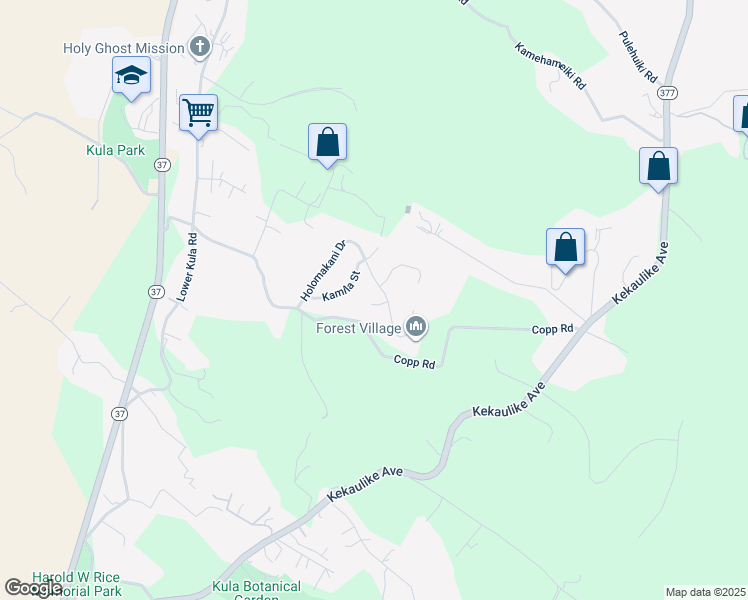 map of restaurants, bars, coffee shops, grocery stores, and more near 12 Kaweo Place in Kula