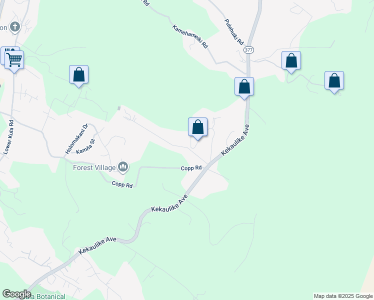 map of restaurants, bars, coffee shops, grocery stores, and more near 155 Kolohala Drive in Kula