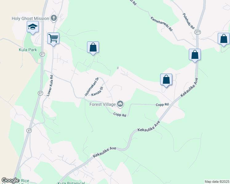 map of restaurants, bars, coffee shops, grocery stores, and more near 6 Kahoea Place in Kula