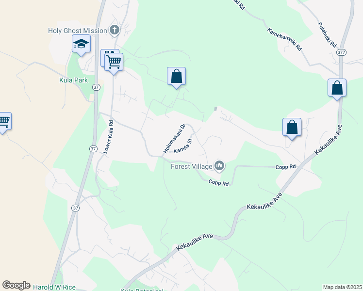 map of restaurants, bars, coffee shops, grocery stores, and more near 39 Kamila Street in Kula
