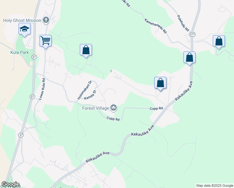 map of restaurants, bars, coffee shops, grocery stores, and more near 59 Kahoea Place in Kula