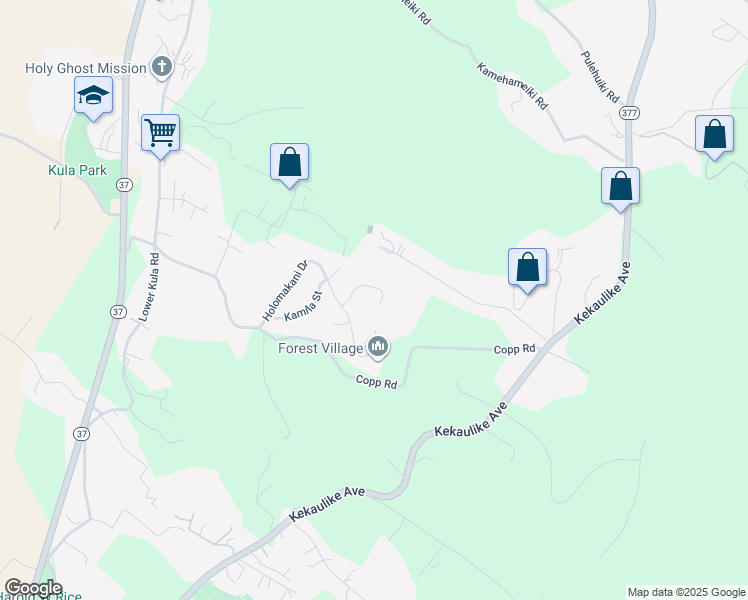 map of restaurants, bars, coffee shops, grocery stores, and more near 36 Kahoea Place in Kula