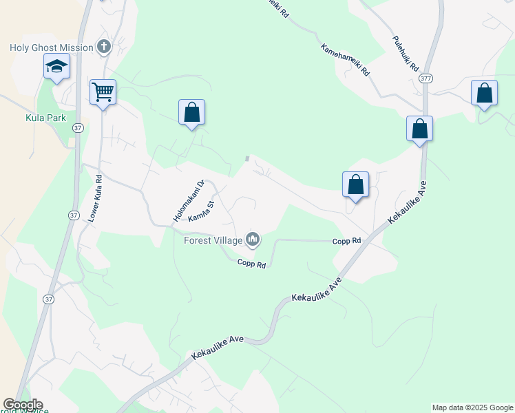 map of restaurants, bars, coffee shops, grocery stores, and more near 59 Kahoea Place in Kula