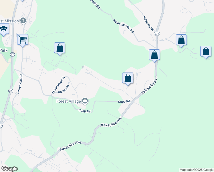 map of restaurants, bars, coffee shops, grocery stores, and more near 319 Kolohala Drive in Kula