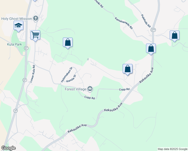 map of restaurants, bars, coffee shops, grocery stores, and more near 59 Kahoea Place in Kula