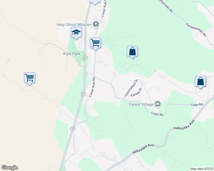 map of restaurants, bars, coffee shops, grocery stores, and more near 281 Copp Road in Kula