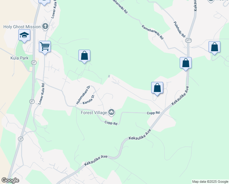 map of restaurants, bars, coffee shops, grocery stores, and more near 41 Kahoea Place in Kula