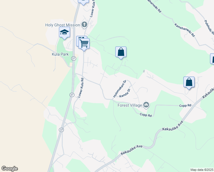 map of restaurants, bars, coffee shops, grocery stores, and more near 120 Mauna Place in Kula