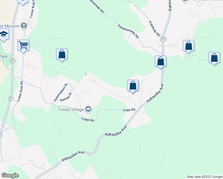 map of restaurants, bars, coffee shops, grocery stores, and more near 332 Kolohala Drive in Kula
