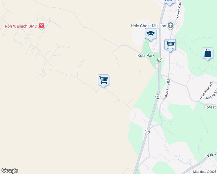 map of restaurants, bars, coffee shops, grocery stores, and more near 586 Naalae Road in Kula