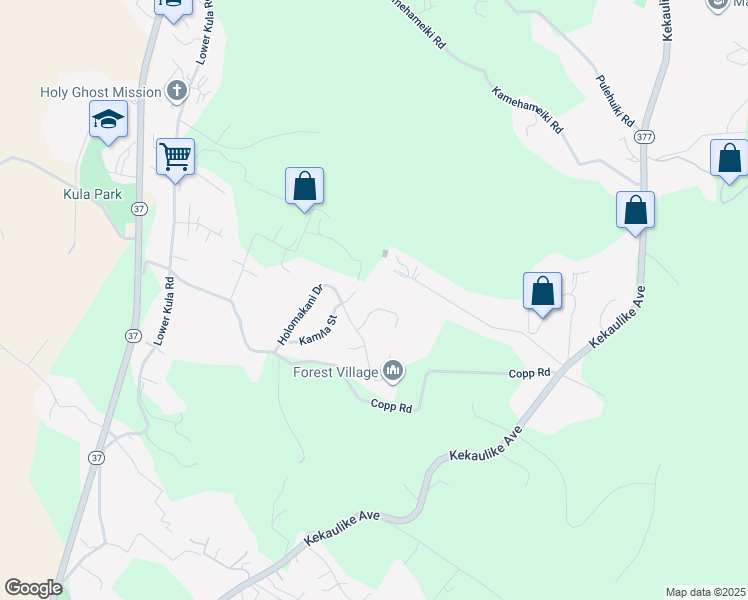 map of restaurants, bars, coffee shops, grocery stores, and more near 23 Kahoea Place in Kula