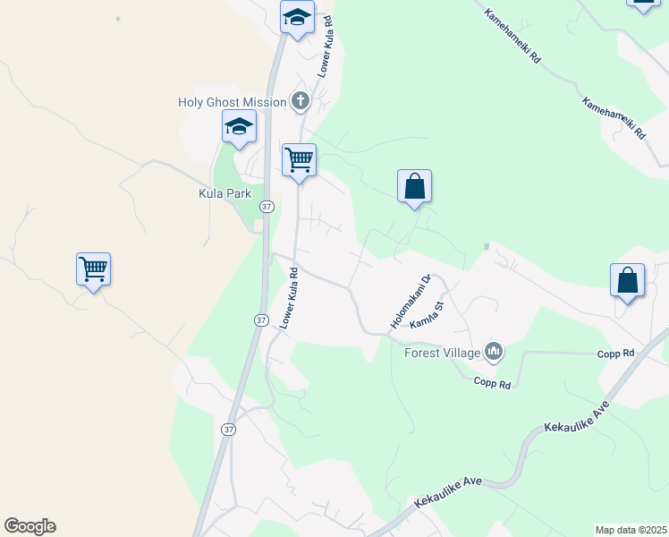 map of restaurants, bars, coffee shops, grocery stores, and more near 281 Copp Road in Kula