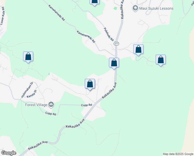 map of restaurants, bars, coffee shops, grocery stores, and more near 25 Hoihoi Place in Kula