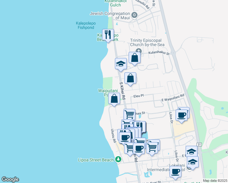 map of restaurants, bars, coffee shops, grocery stores, and more near 998 South Kihei Road in Kihei