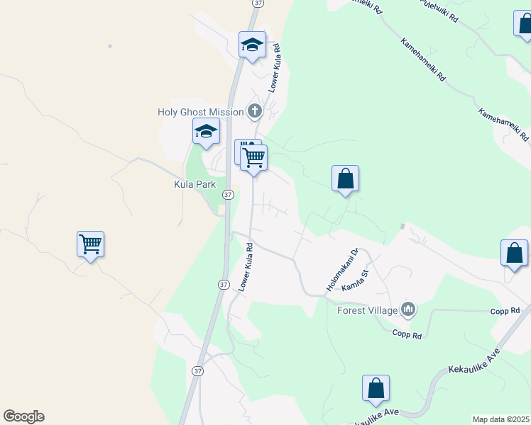 map of restaurants, bars, coffee shops, grocery stores, and more near 30 Puakea Place in Kula