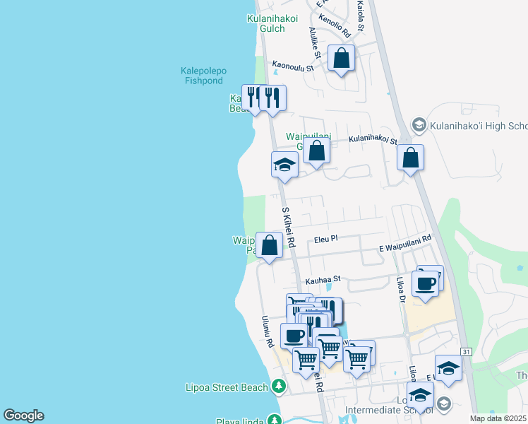 map of restaurants, bars, coffee shops, grocery stores, and more near 940 North Kihei Road in Kihei