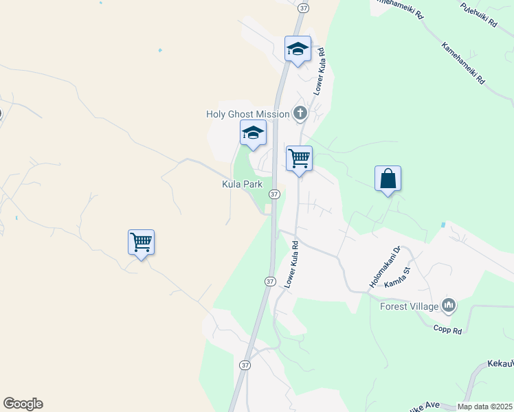 map of restaurants, bars, coffee shops, grocery stores, and more near Calasa Road in Kula